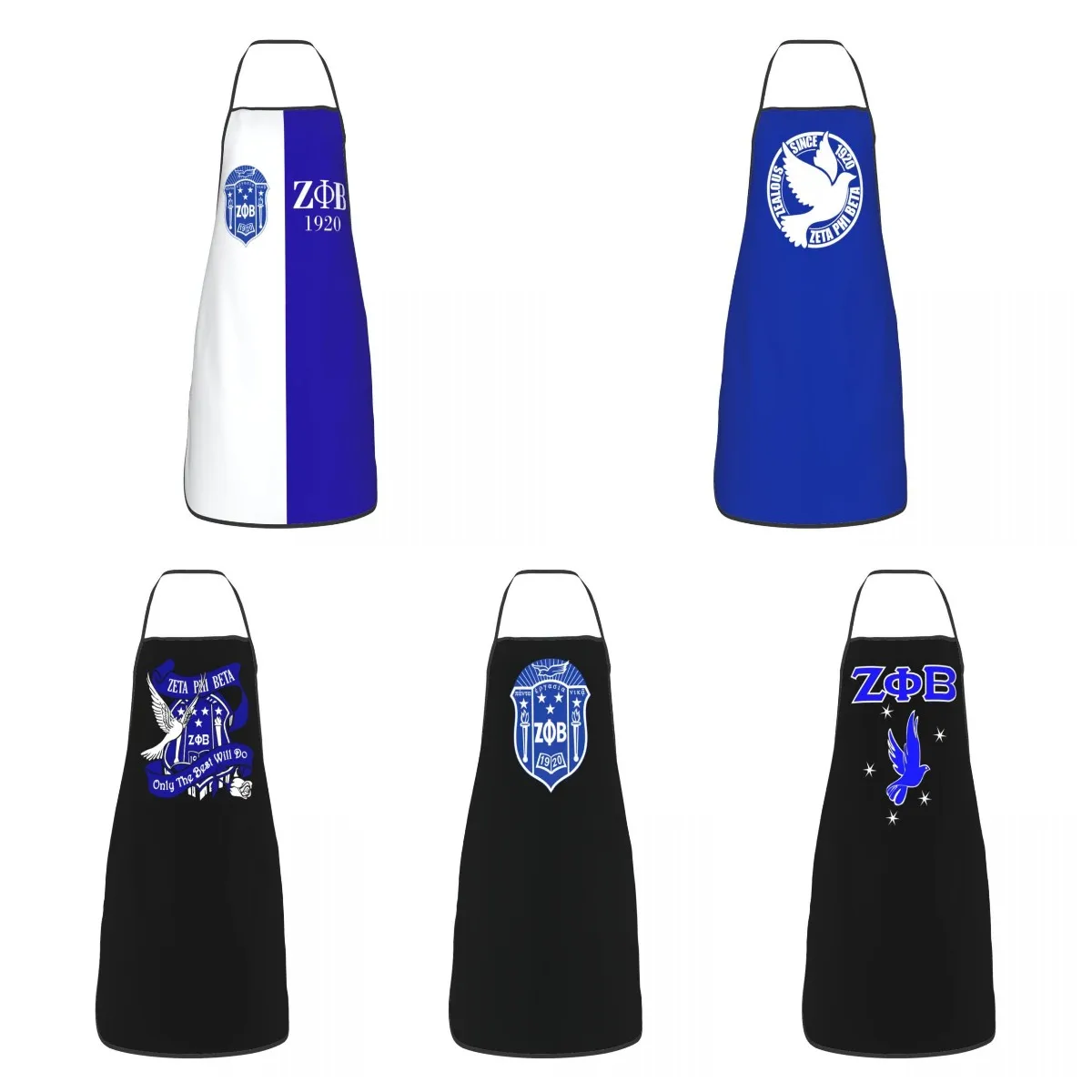 Unisex Zeta Phi Beta Bib Apron Adult Women Men Chef Tablier Cuisine for Kitchen Cooking African American Painting