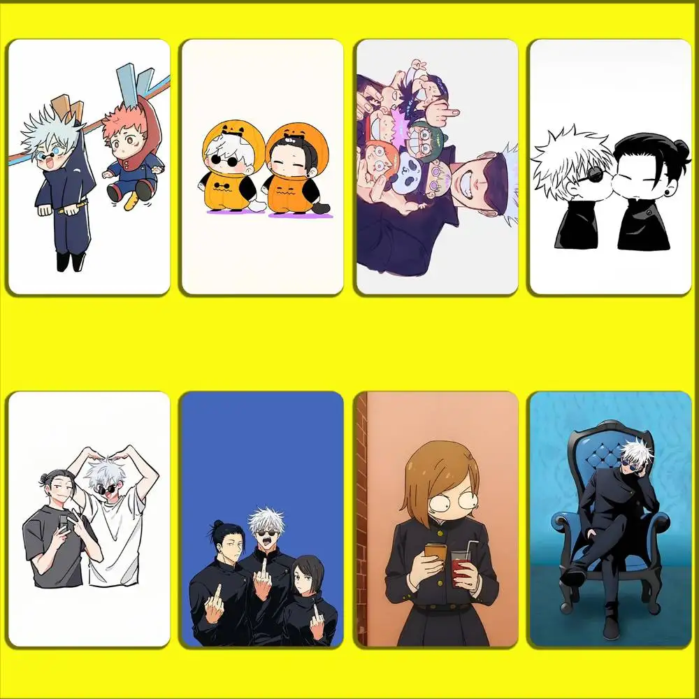 

J-Jujutsu Kaisen Satoru Gojo Yuji Card Stickers For Debit Bank Credit Cards Metro Bus Pass Sticker Decoration Cover 4PCS Skin