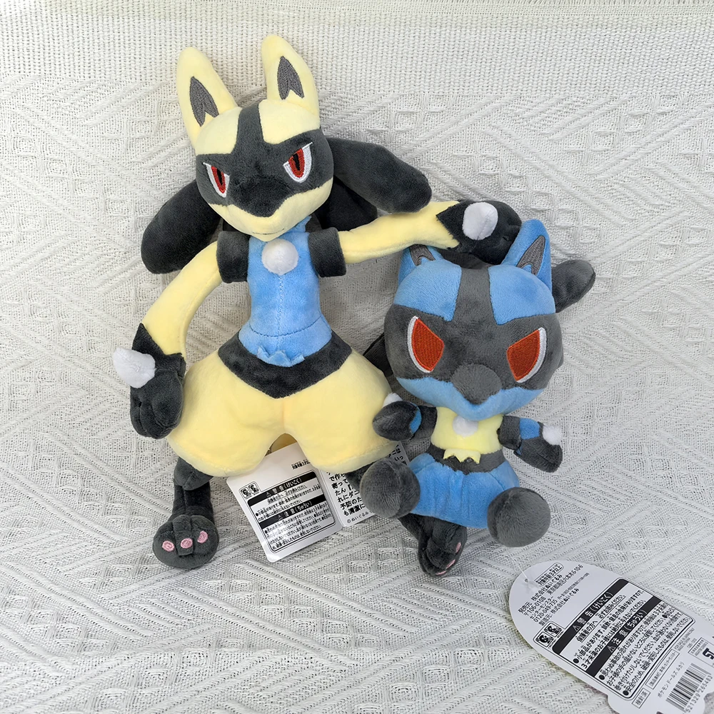 

TAKARA TOMY 2X Pokemon 11" and 6.4" Shiny Lucario Plush Soft Toy, Pokémon Galarian Stuffed Animal Switch Cartoon Game Teddy Doll