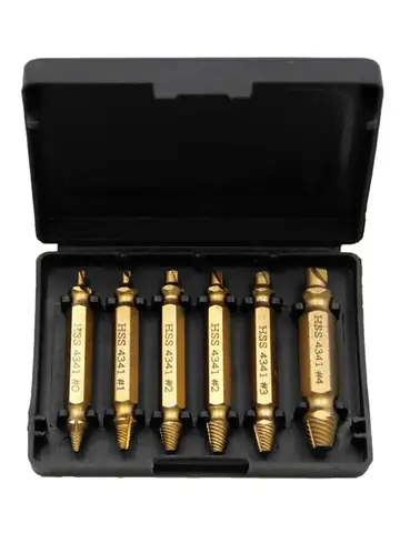 6pc HSS Extractor Double Head Screw Slide Tooth Removal Screwdriver Screwdriver Bit Broken Wire Tool Set