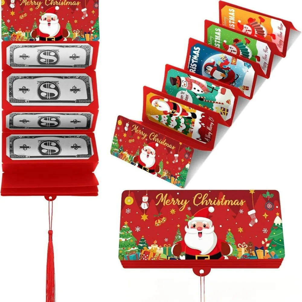 Festive Santa Claus Themed 10-Slot Red Envelope - Dollar & US Cash Holder for Christmas Surprise Party Money Storage Box