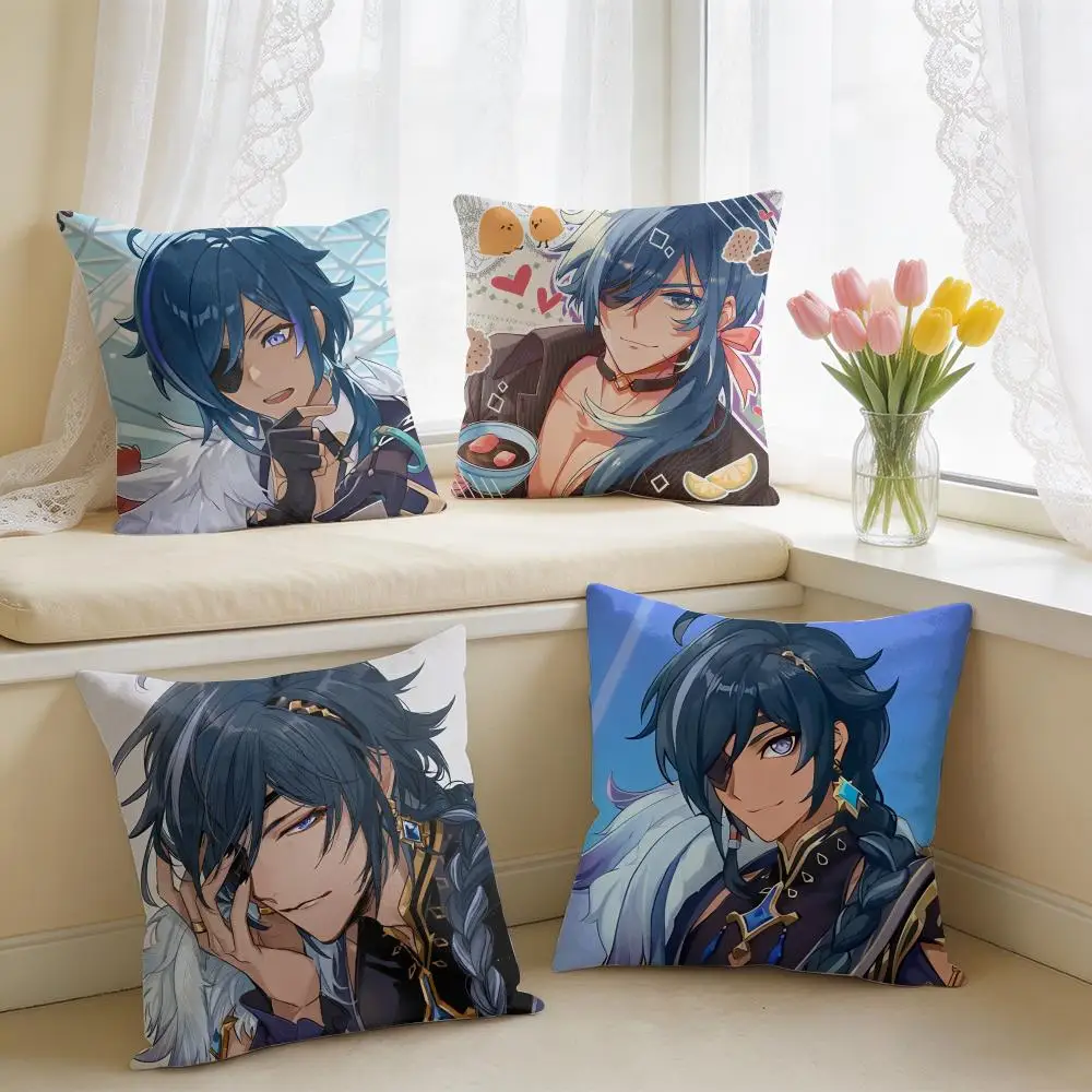 Kaeya Cute Genshin Impact Cushion Cover Square Short Plush Pillow Case Living Room Sofa Home Decor Funda 40X40