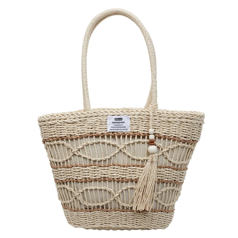 2025 موضة عادية جديدة الجوف خارج القش المنسوجة حقائب كتف سعة كبيرة شعبية شخصية الطازجة حمل الحقائب للنساء