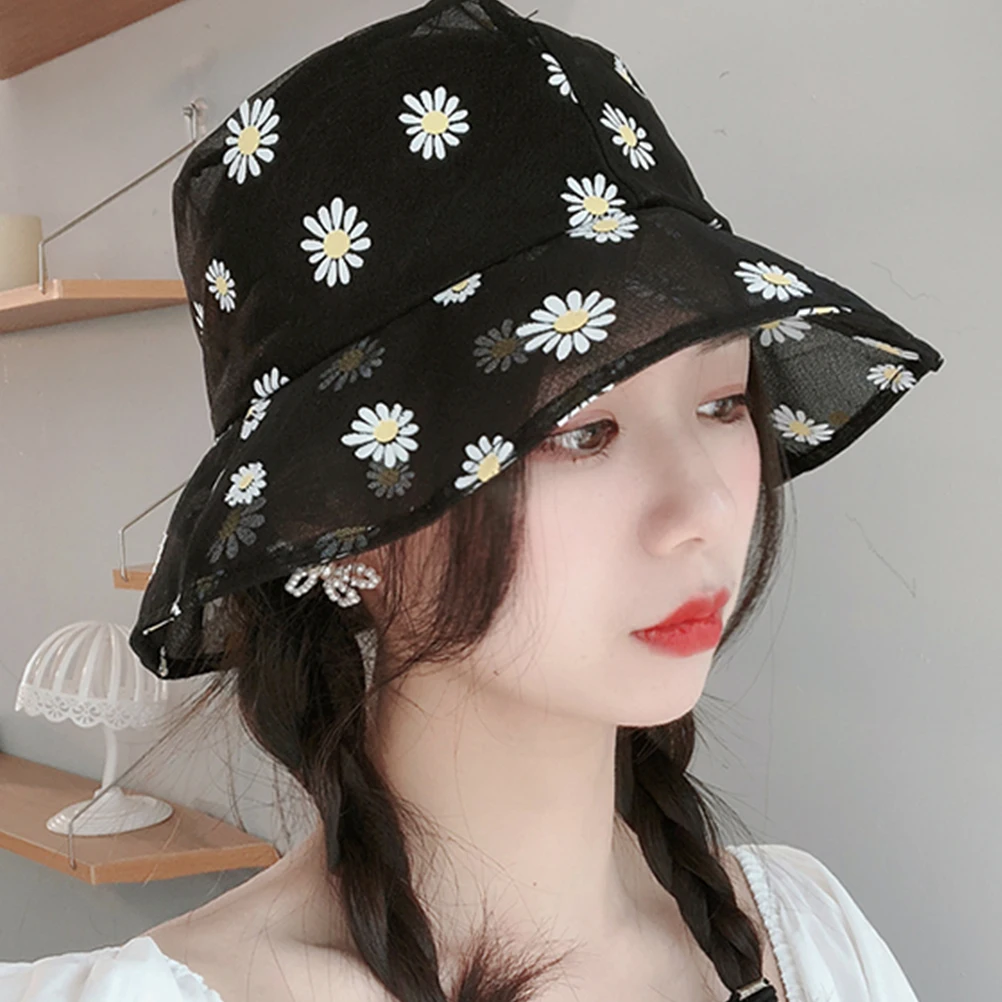 

Bucket Hat Women Daisy Printed Anti UV Cap Sun Protection Outdoor Summer Fishing Cycling Hiking Camping Touring Daily Wear