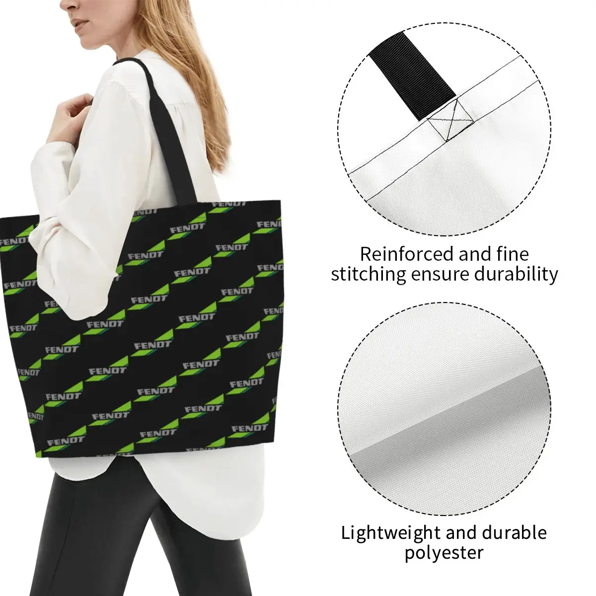 Fendt Shopping Tote Bag Canvas Large Capacity Shoulder Bags Shopper Grocery Handbag for Women
