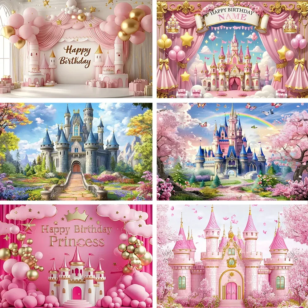 VIKAMA Fairytale Castle Backdrop Children's Day Birthday Party Decorations Children's Portrait Photography Accessories