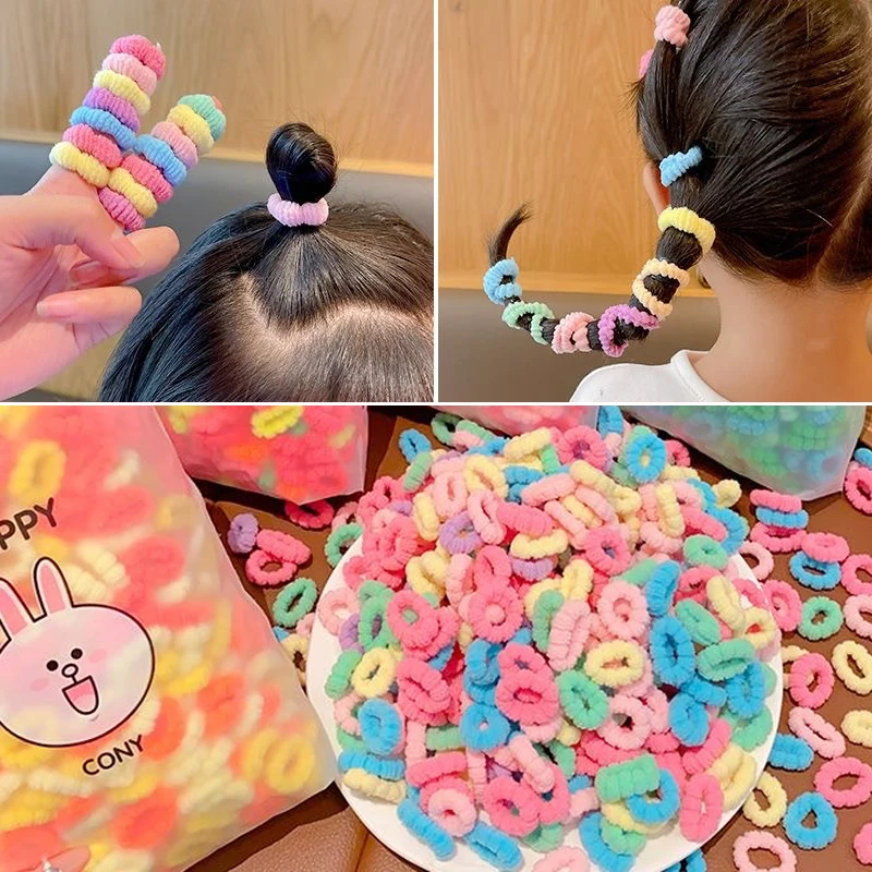 100 Stück Mädchen bunte Haar bänder Set Nylon hochela tisches Gummiband Kinder haar kreise Kinder Haar gummi Haarschmuck