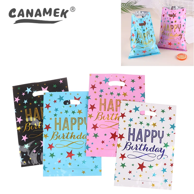 

10Pcs Star Aluminum Film Bag Birthday Party Candy Bags Goodie Bag Plastic Treat Bags Gift Wrap With Handles Favor Bags