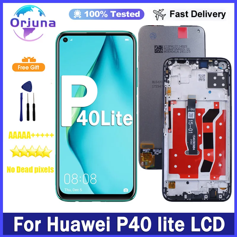 Pantalla IPS de 6,4 pulgadas para Huawei P40 lite, montaje de digitalizador con pantalla táctil LCD para Huawei P40 lite, piezas de repuesto de pantalla LCD