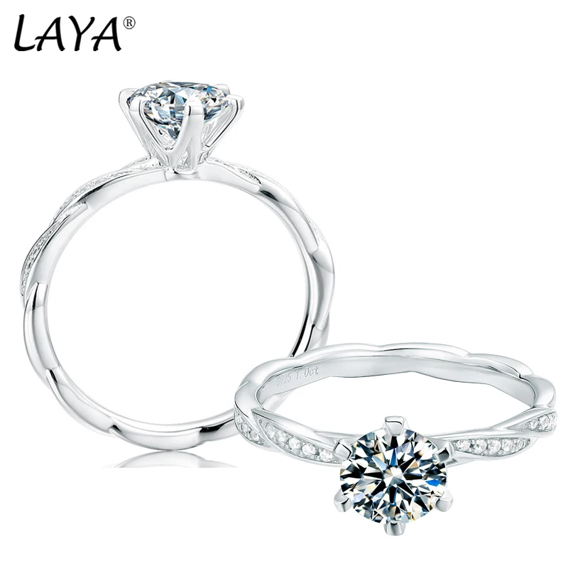 

LAYA 100% 925 sterling silver 1ct Classic style Diamond jewelry Moissanite ring Wedding Party Anniversary Ring For Women