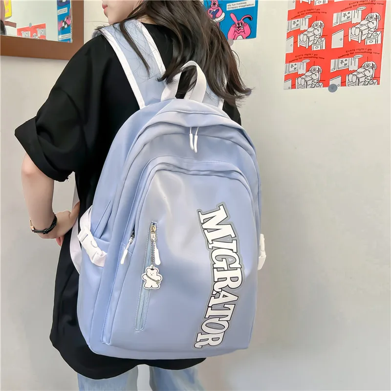 High Quality Waterproof Nylon Women Backpack Female Travel Bag Backpacks Schoolbag College Teenage Girls Solid Color BookbagS