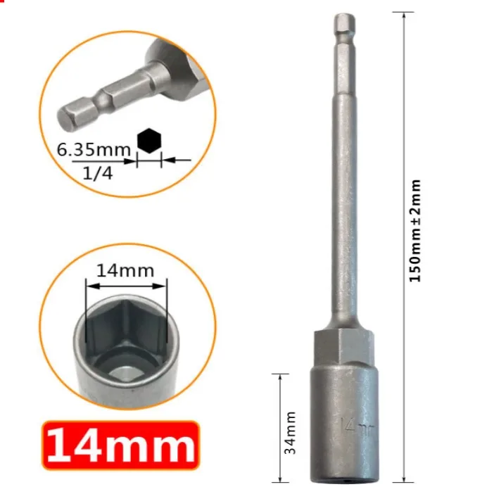 1PC 150mm Hexagon Nut Driver Drill Bit Adapter Socket Wrench Extension Sleeve-Nozzles Adapter For Pneumatic Electric Screwdriver