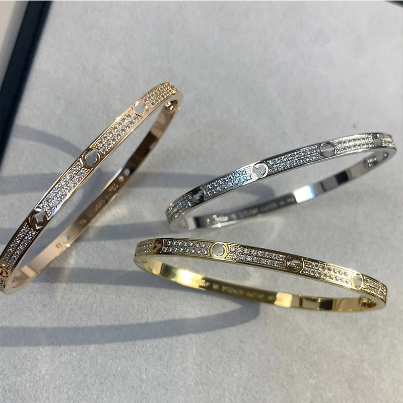 AAA High-end New European and Amrican Popular Nail Bracelet Personality Fashion Screw Full Diamond Bullet Bracelet