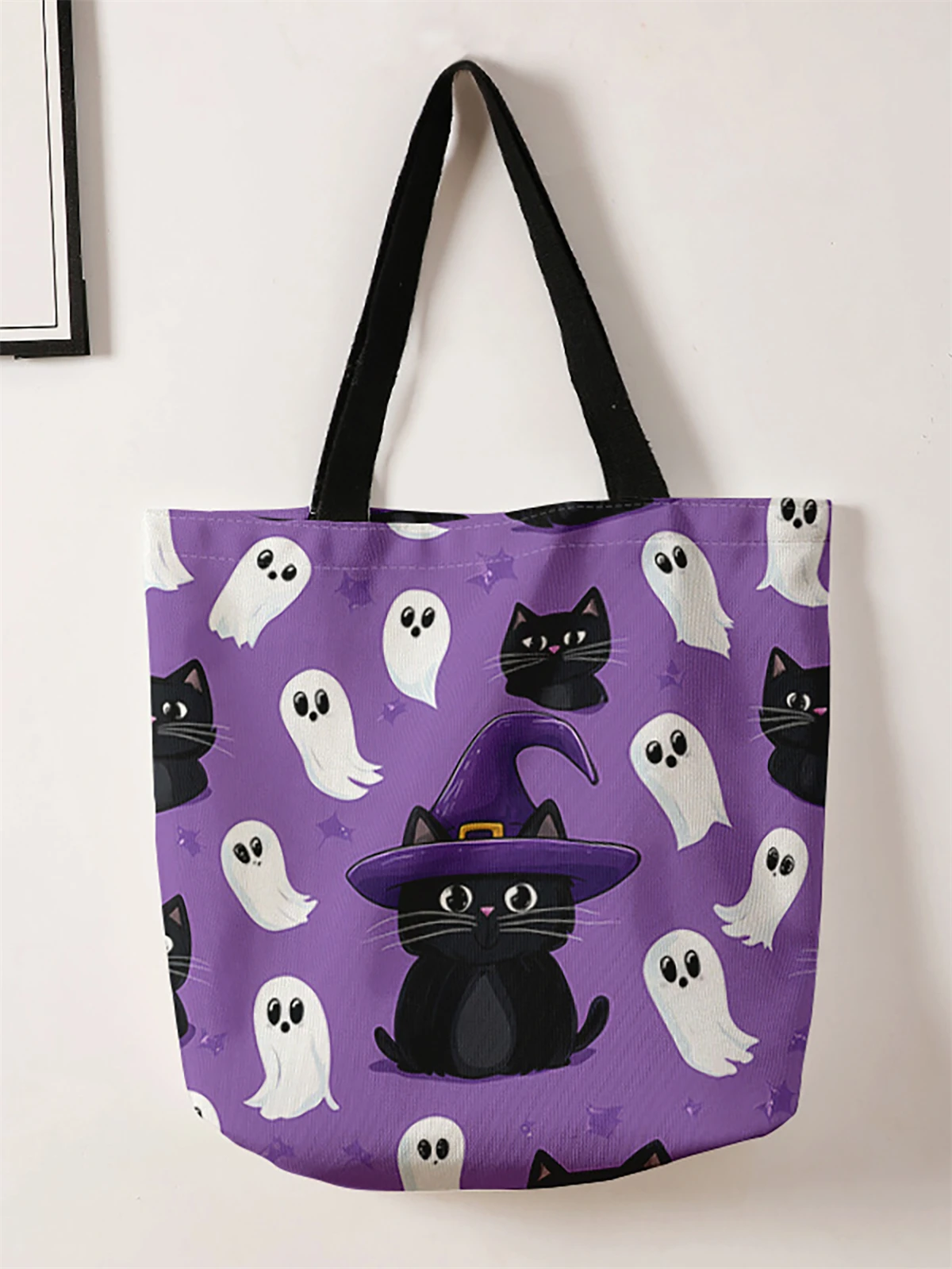 

Halloween printed handbag, reusable fashionable handbag, multifunctional handbag, printed canvas shopping bag
