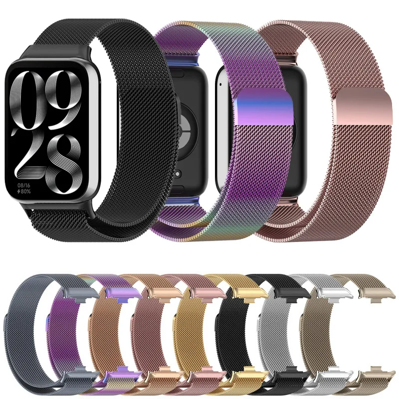 Stainless Steel Milan Mesh Strap For Xiaomi Mi Band 8 Pro 9 Pro Watch Band For Redmi Watch4 Smartwatch Bracelet Accessories