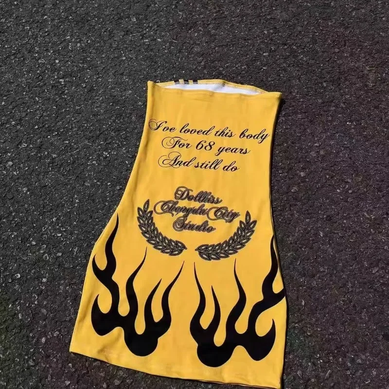 American street hottie vestido subcultura carta impressão vestidos sem alças punk harajuku sexy hip wrap vestido feminino moda minissaia