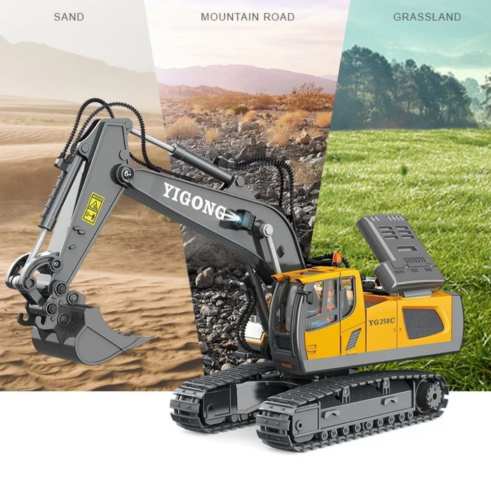 2.4G Afstandsbediening Graafmachine Kipper Legering Plastic 11-kanaals Bouwvoertuig Simulatie RC Automodel Speelgoed Kid Gift