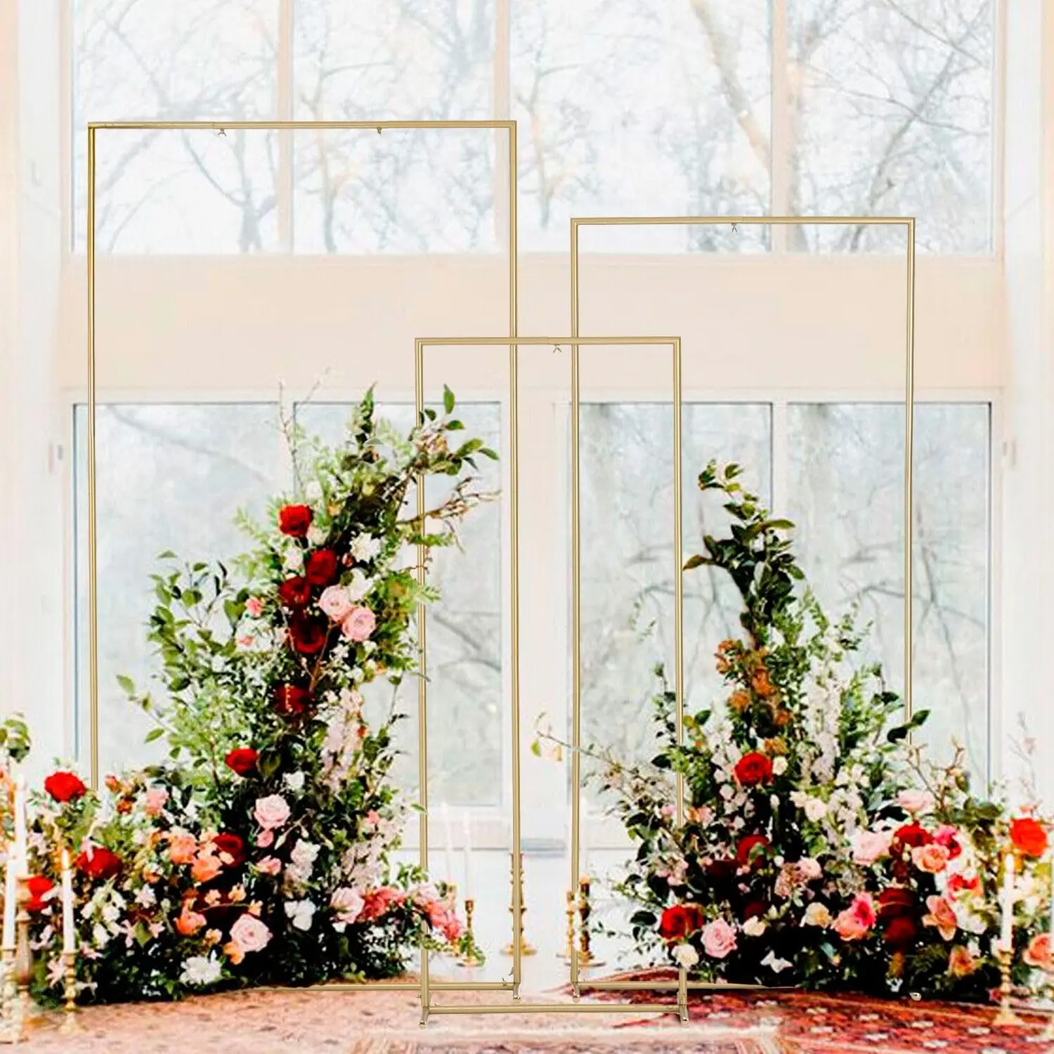 

6.6FT 5.9FT 4.9FT Gold Wedding Arch for Ceremony Metal Balloon Arch Stand for Birthday Party Baby Shower Anniversary Decoration
