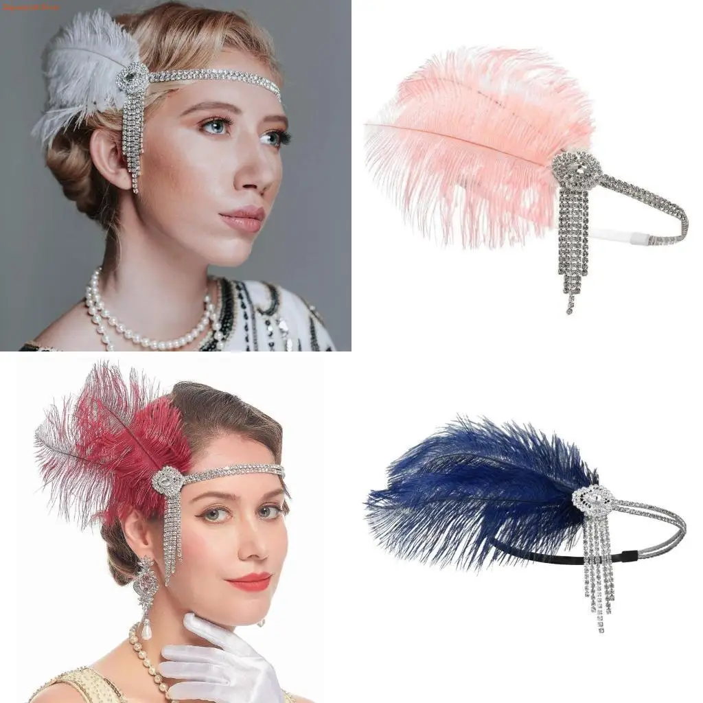 Q5WE Flapper Headbands 1920s Prom Queen Headpiece for Special EventWedding Engagement Night Headwear Hair Styling