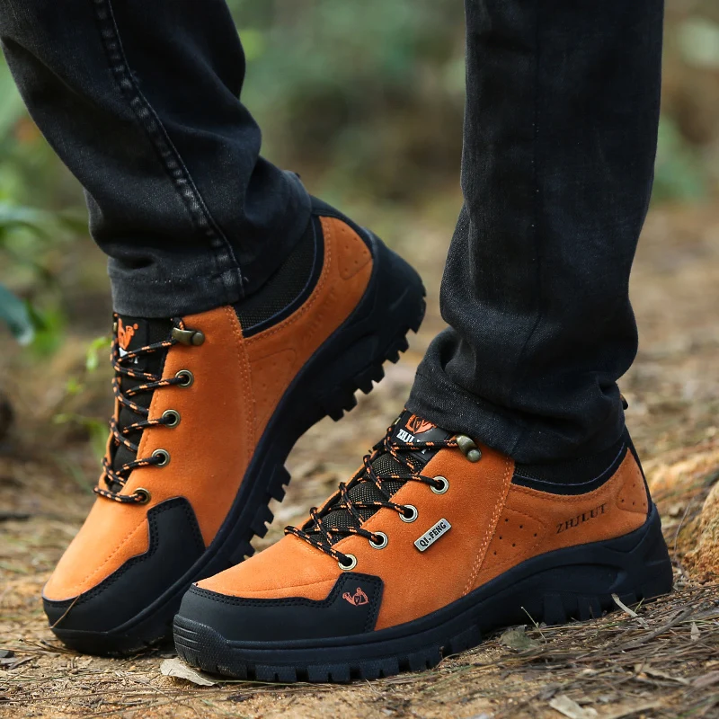 Zapatos de Trekking de gamuza para hombre, zapatillas de senderismo resistentes al desgaste para exteriores, zapatos deportivos de escalada de