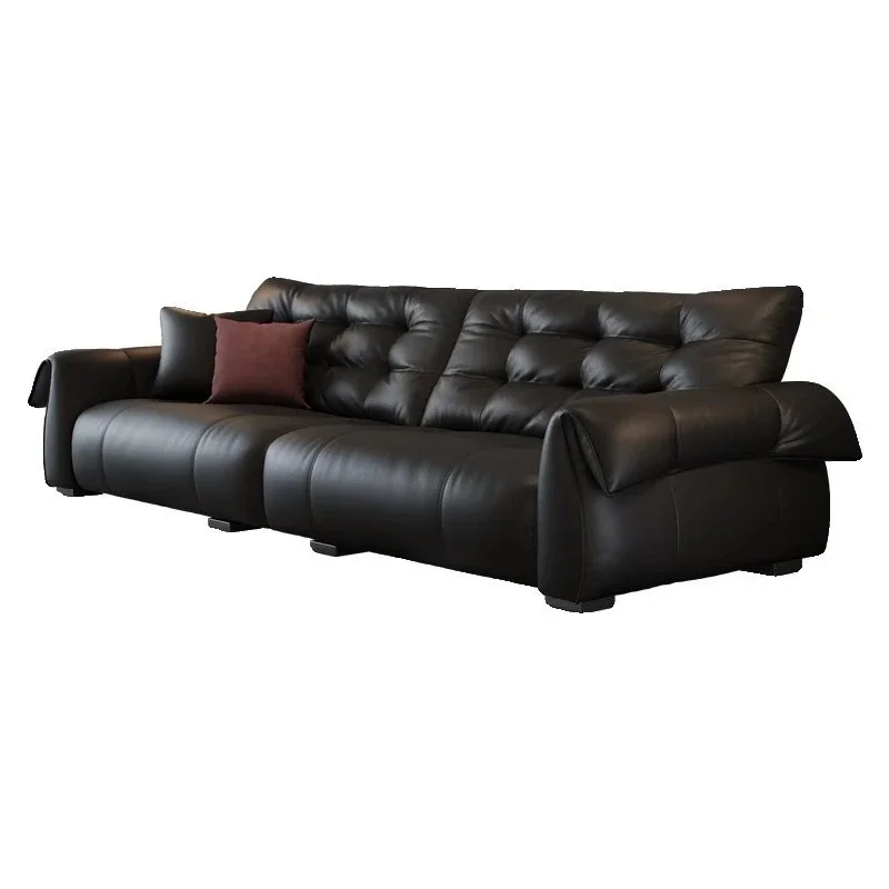 Cowhide simple light luxury swan minimalist leather sofa