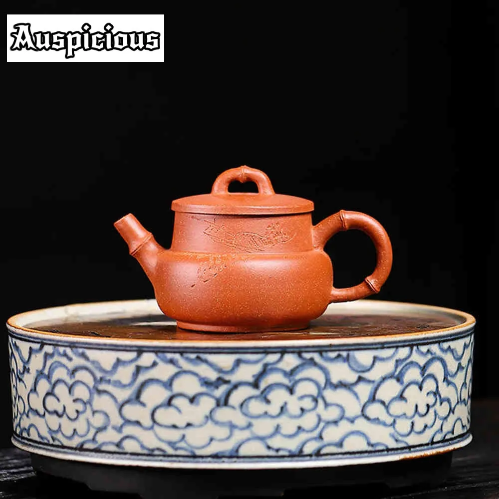 

90ml Authentic Yixing Tea Pot Purple Clay Bamboo Joint Teapot Ore Beauty Kettle Suit Puer Chinese Tea Set Etiquette Supplies