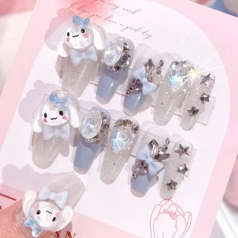 Sanrio Cinnamoroll Nail Patch Cute Cartoon Anime Kuromi My Melody Fashion Charm Fake Nails Ornaments Girlfriend Holiday Gifts