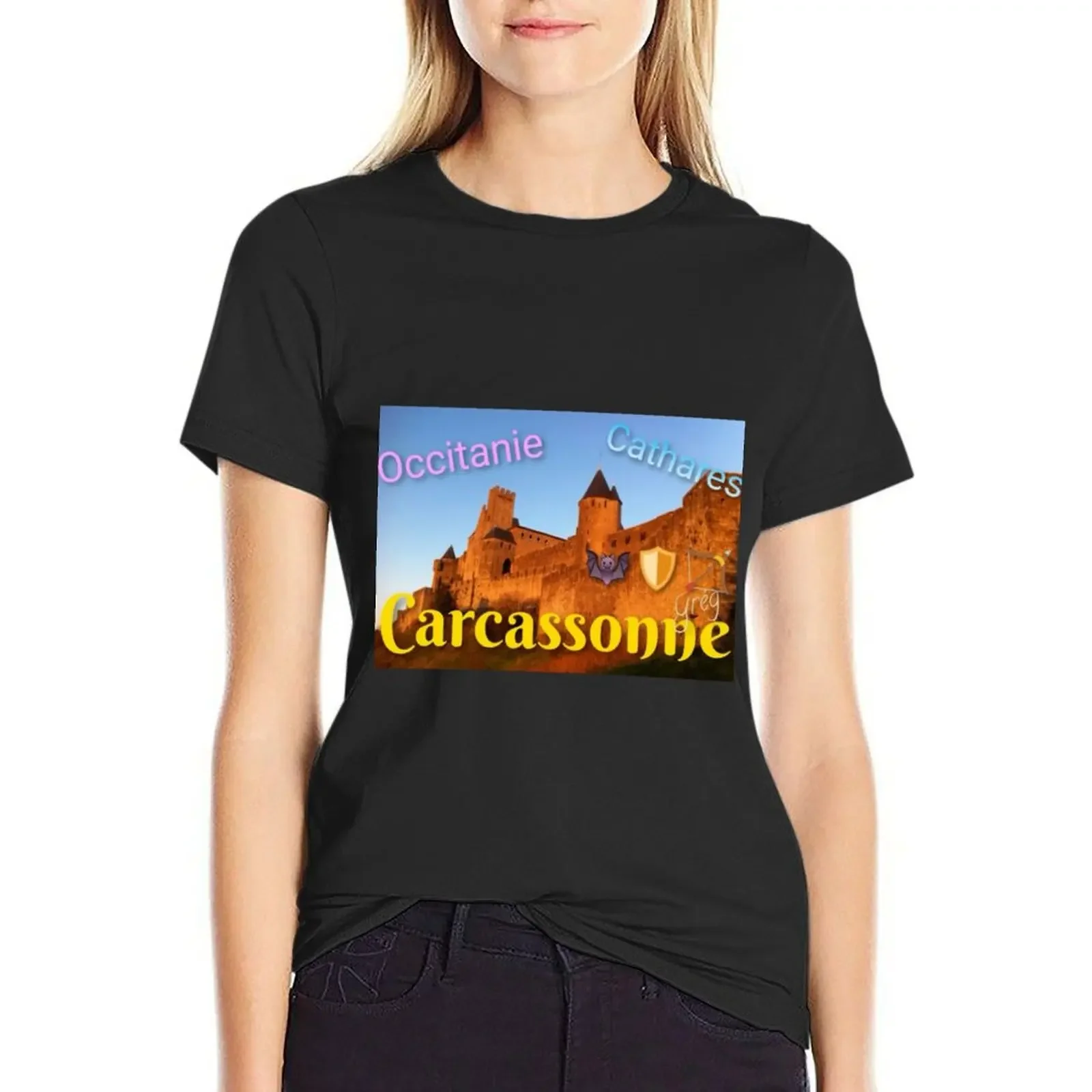 Carcassonne Cathars Occitanie T-Shirt vintage clothes Aesthetic clothing funny kawaii clothes workout shirts for Women loose fit