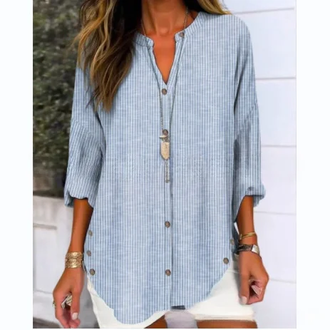 

Faionable Pure Color Long Sve irt женские осенне-зимние новые повседневные полосатые пуговицы irt для поездок на работу Sle полиэстер