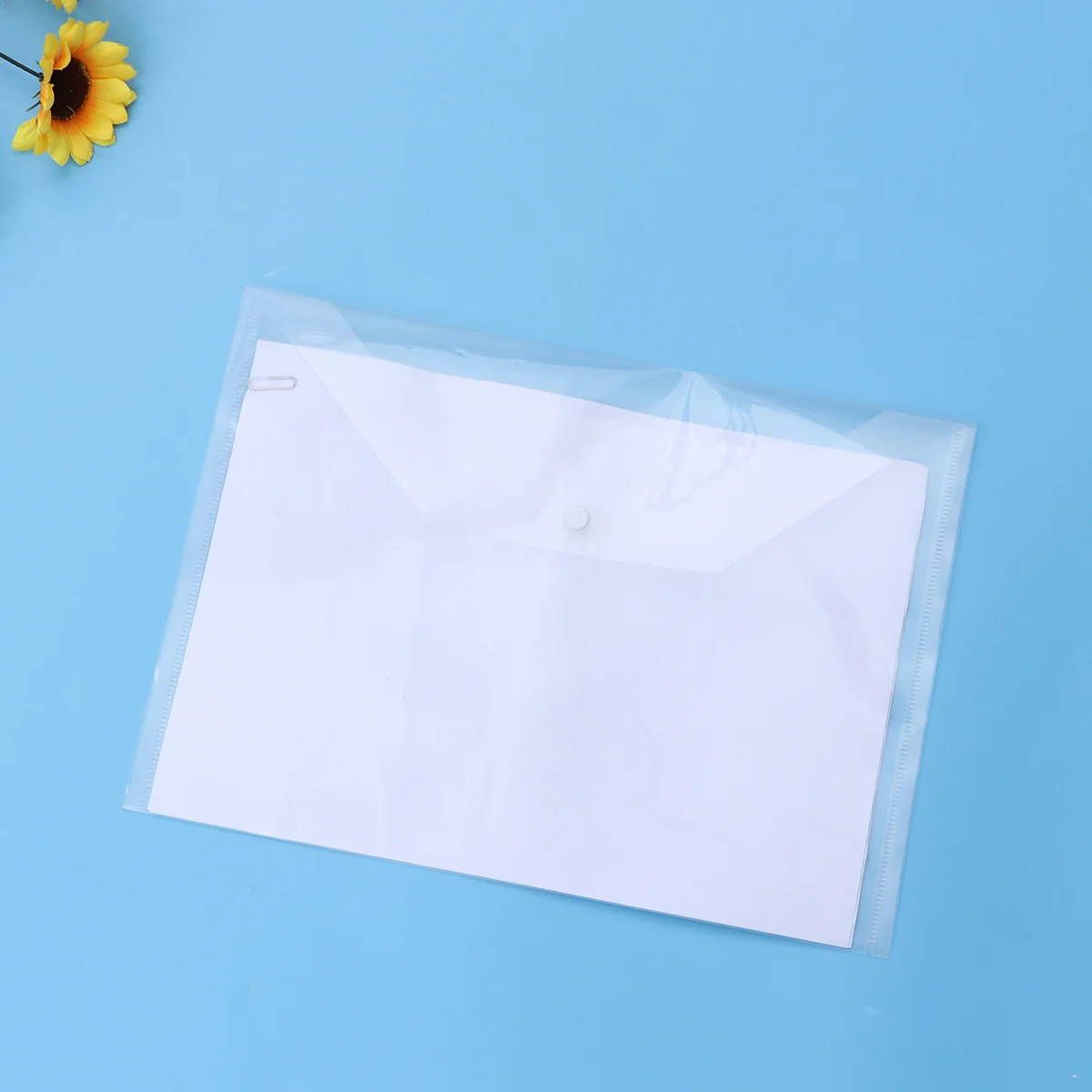Cartella A4 da 20 pezzi Organizzatore di documenti impermeabile trasparente Chiusura con bottone a pressione per cartelle di file scolastici per ufficio Porta documenti