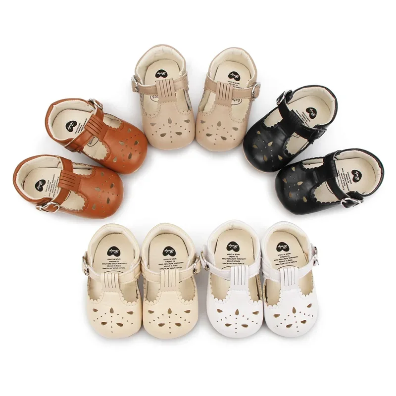 EWODOS Baby Girls Cute Moccasinss Solid Color Hollow-Out Soft Sole PU Leather Flats Shoes First Walkers Non-Slip Princess Shoes