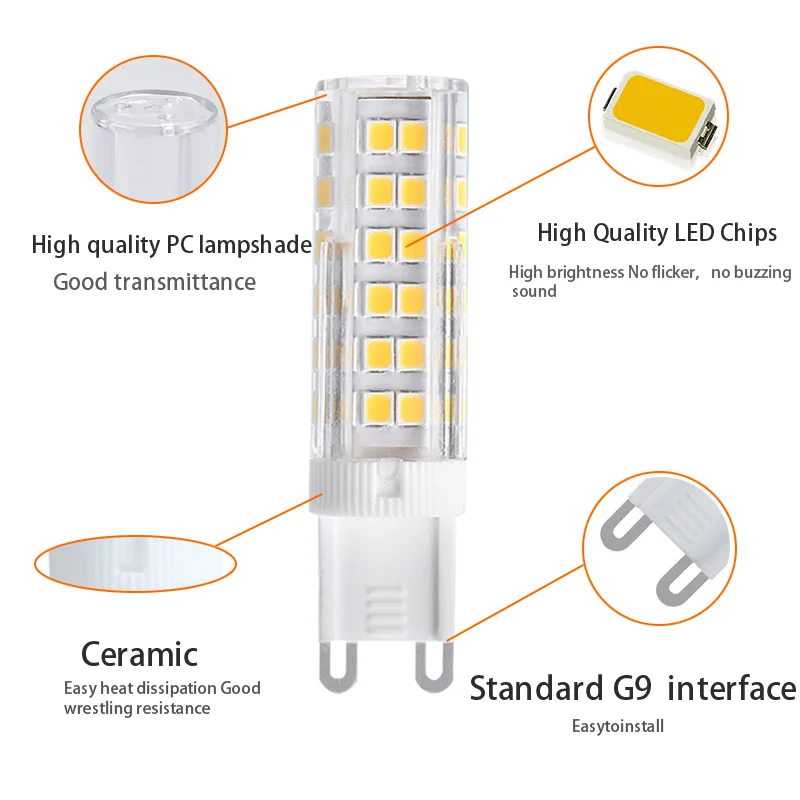 省エネ調光可能LED電球、フリッカーフリー、g4、g9、7w、ac 220v