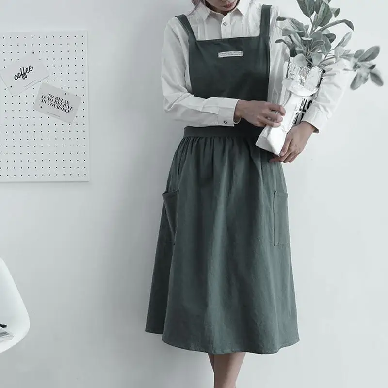 Barbecue Oil Splash Proof Apron Anti-wear Anti-pollution Korea Long Apron Pleated Skirt Bar Coffee Shop Florist Studio Uniform