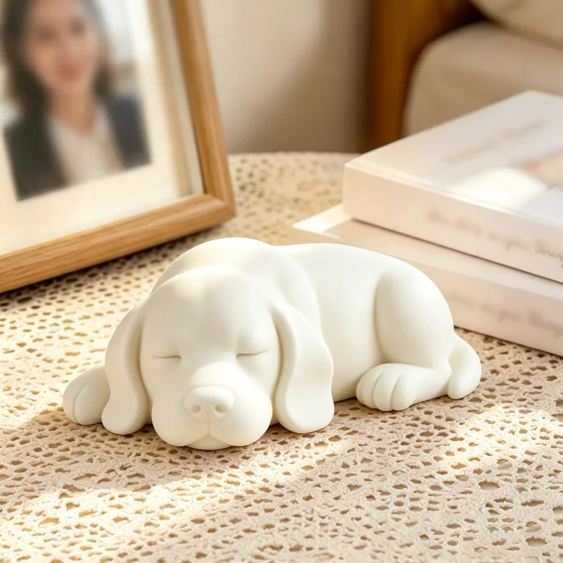 Long Ear Sleeping Dog Statue,3D Printed Hound Figurine Pet Memorial Keepsake For Bedroom Desk Window Sill Tabletop decor Gift