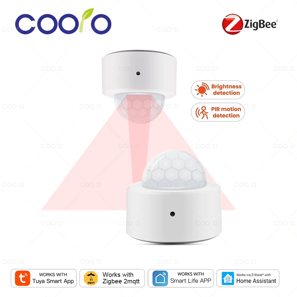 

Датчик движения Tuya Zigbee PIR + детектор яркого света Lux, инфракрасный датчик охранной сигнализации, работает с Smart Life