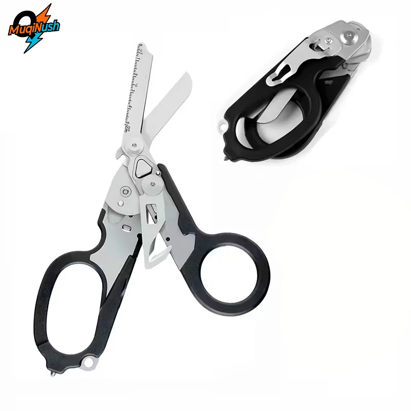 

MuqiNush Multi Functional Stainless Steel Emergency Scissors Portable Folding Tool Suitable for Outdoor Camping and Daily Use