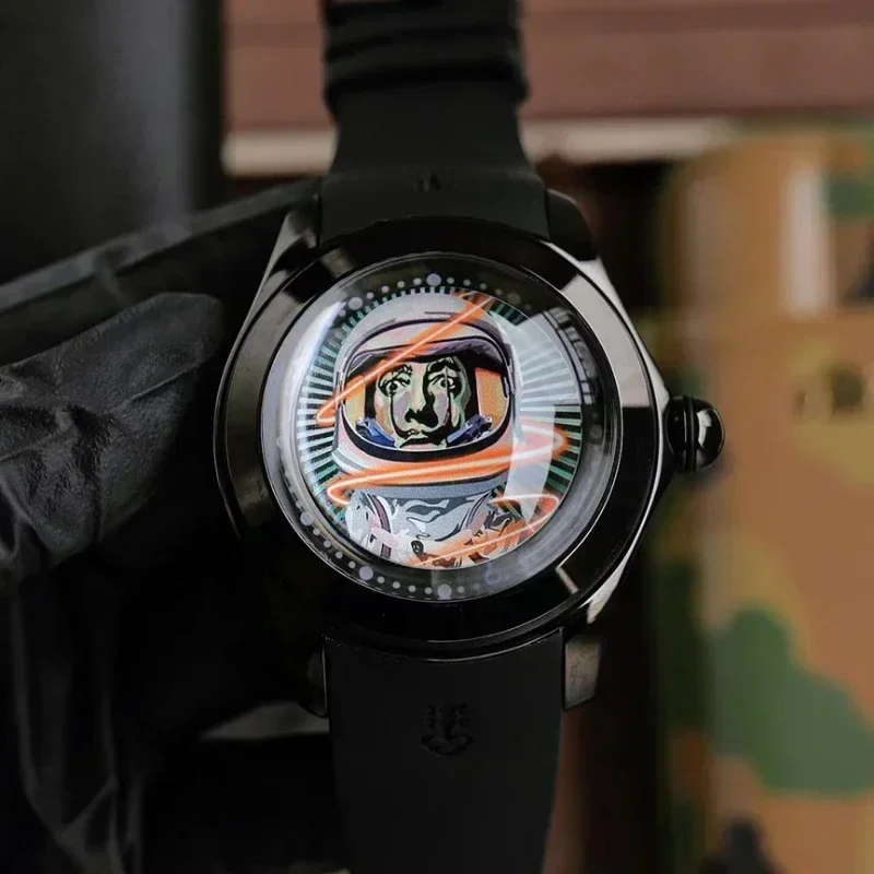 Reloj Mecánico tourbillon flotante de la serie Bubble de 47mm, serie astronauta a la moda e impermeable