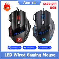 Gaming Competition Wired Mouse RGB+LED 5500DPI X7 Silent Optical Mice USB 7Buttons Computer Mouse Gamer Mouse For PCs WOW CS LOL