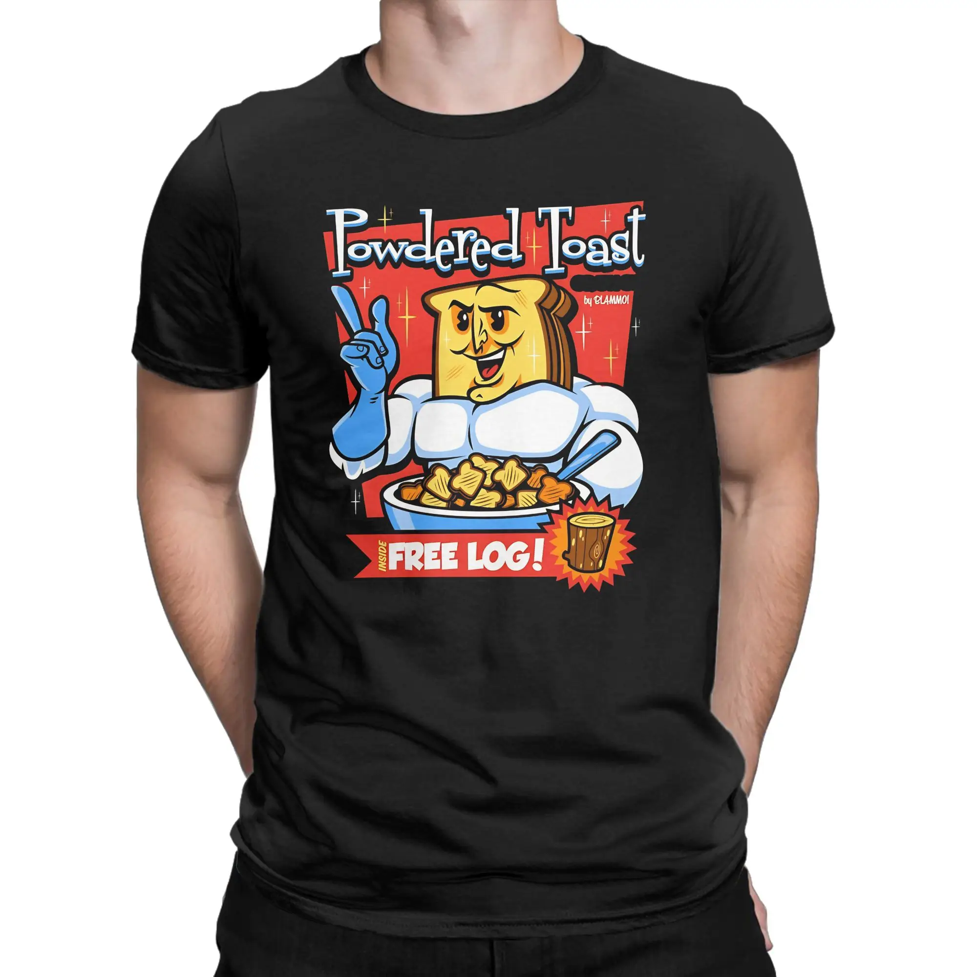 Powdered Toast Crunch Funny Graphic 100% Cotton T-Shirt R-Ren & Stimpy Tees Tops For Men