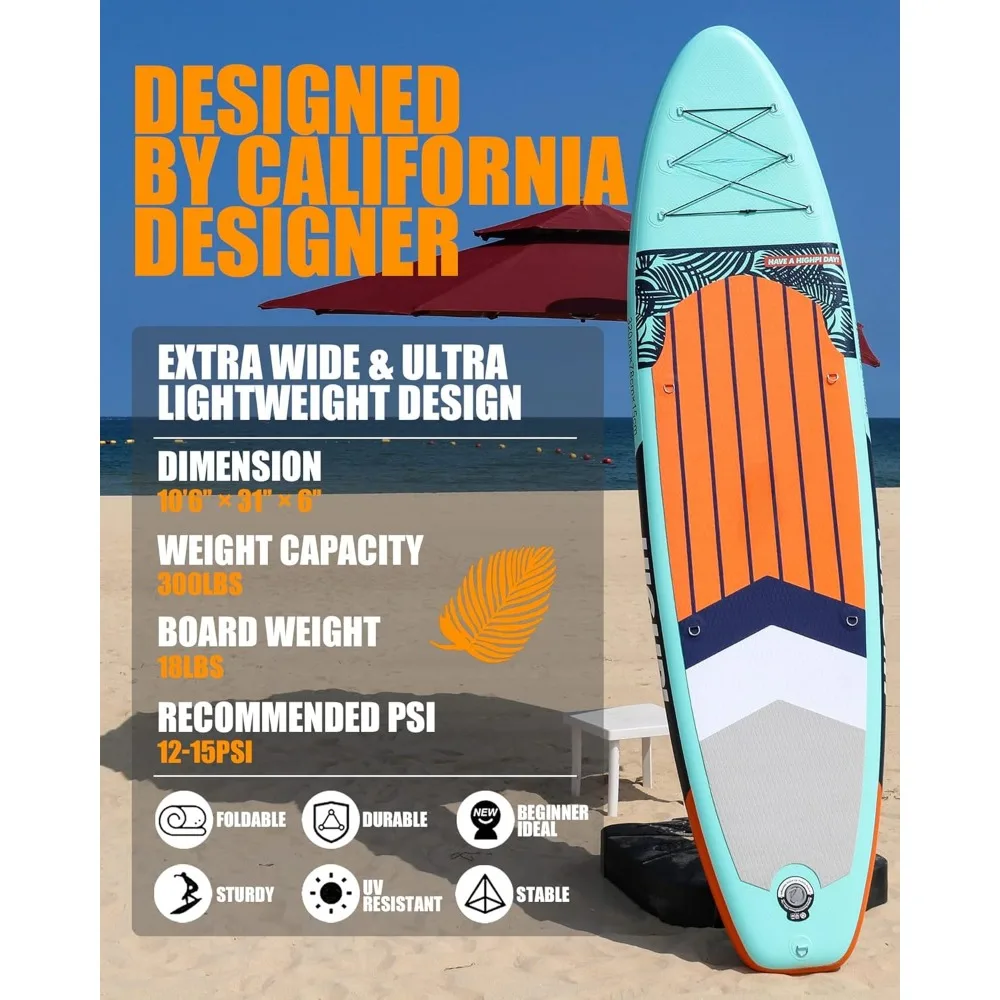 Inflatable stand-up paddle board, wide attitude, surf control, non-slip deck, leash, youth and adult stand-up boat