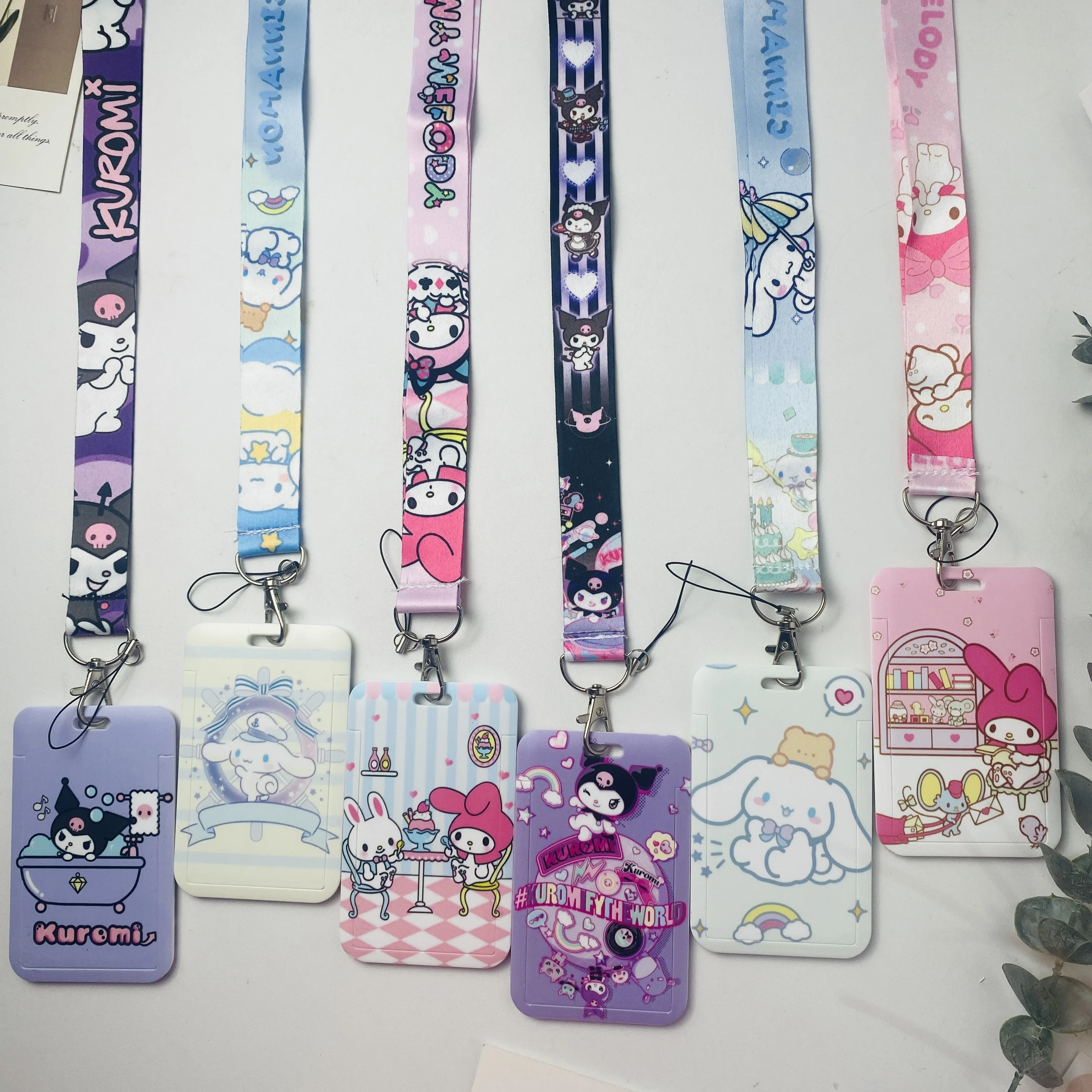 

sanrio cartoon Card Holder Neck Strap Pendant Anime Badge Holder Lanyards Keychain Card Bag Keyring