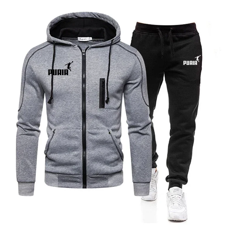 2026 Men's Zipper Casual Jacket Set of Two Comfortable Sports Shirt Hooded Jacket Men's Outdoor Running Sportswear Hoodies Sets