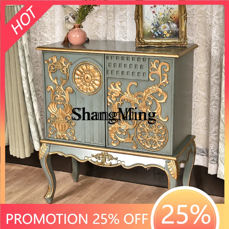 

CL entry partition solid wood shoe cabinet integrated storage small apartment sofa side cabinet