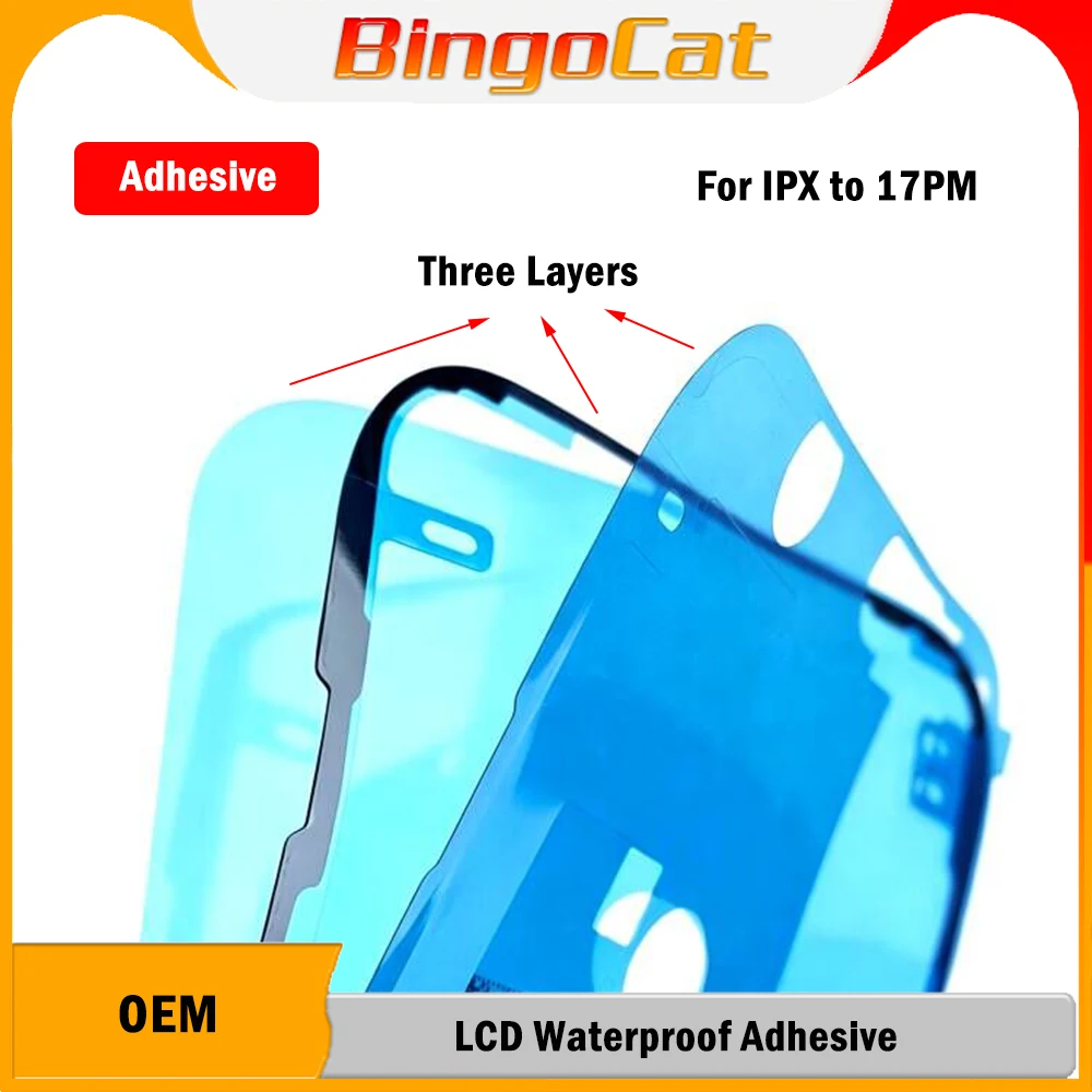 

NOVECEL 10pcs 3 Layer OEM Waterproof LCD Frame Bezel Seal Tape Adhesive for iPhone 11 12 13 14 15 16 17pro Pro max Air Sticker