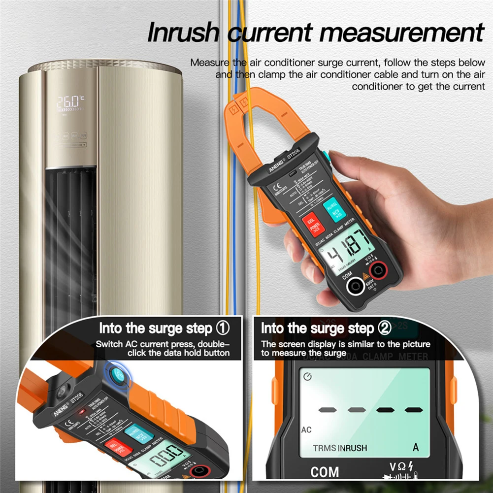 ST206 AC/DC Clamp Meter Auto Range Multifunctional Clamp Meter Measurement Tools