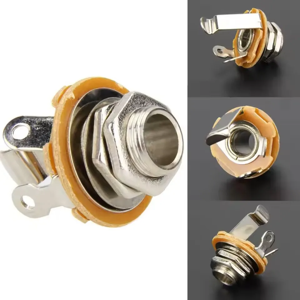 10Pcs 6.5mm Stereo Plug Jack Audio Female Connector Solder Welding Type Panel Socket Mono TS Panel Chassis Mount