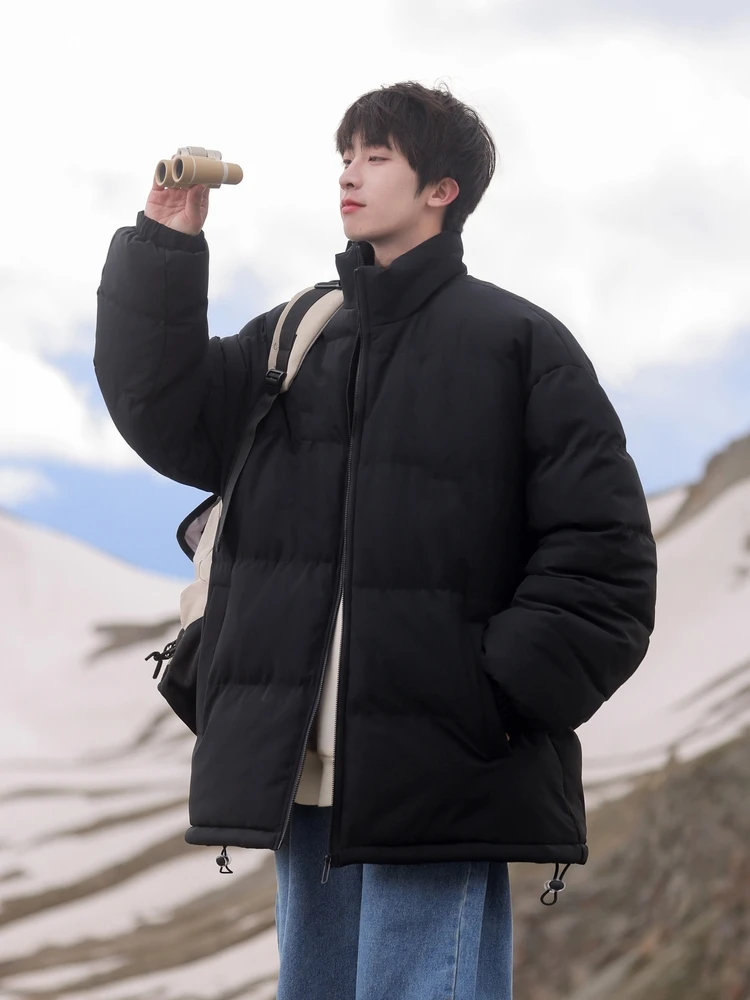 Bla الوقوف طوق أسفل القطن Jaet للمراهقين ثي الدافئة فضفاضة الشباب Faion Urban Sle طويل Sve سستة إغلاق C... #3