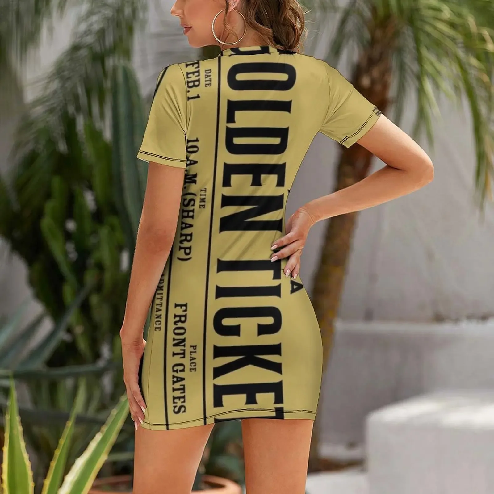 Robe à manches courtes Golden Ticket, robes d'été pour femmes, robes pour femmes 2025, robes pour femmes 2025, robe