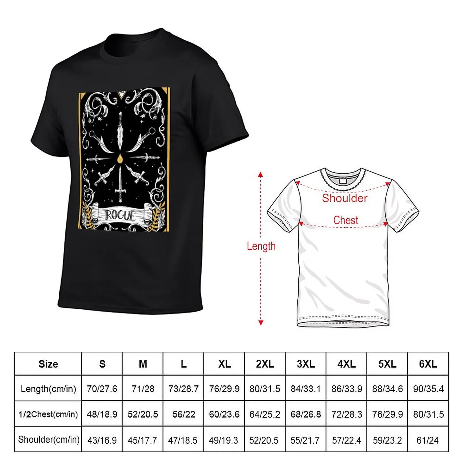 D&D Rogue Tarot T-shirt customizeds quick drying heavyweights plain white t shirts men