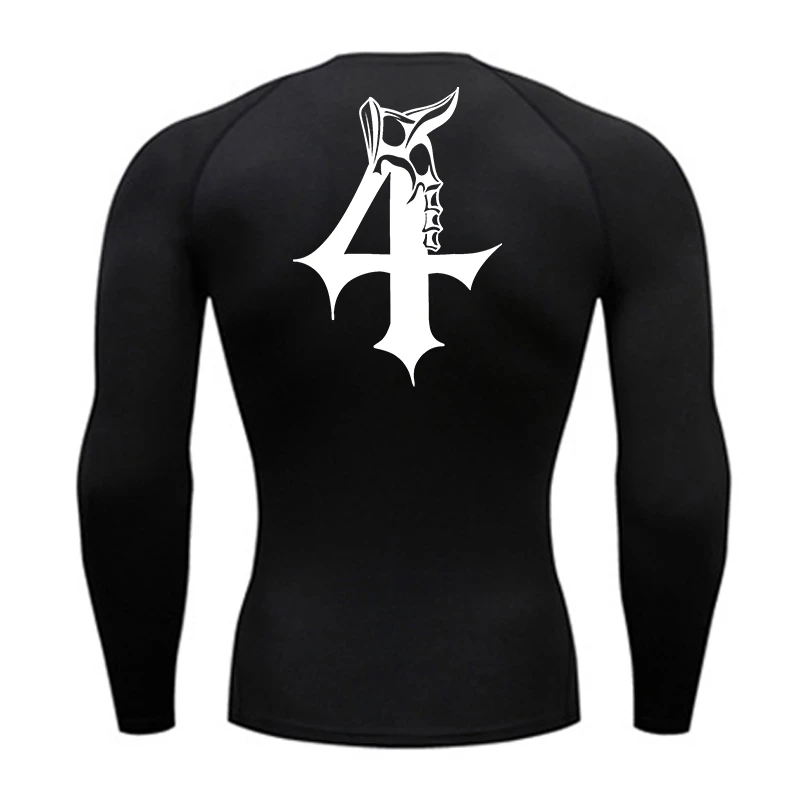 Grafische Workout-Lauf-Kompressionsshirts für Herren, sportliche, schnell trocknende T-Shirts, Oberteile, Frühling und Herbst, langärmelige Baselayers-Unterhemden